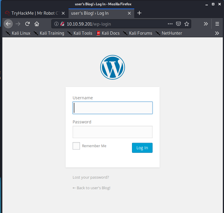 wordpress login